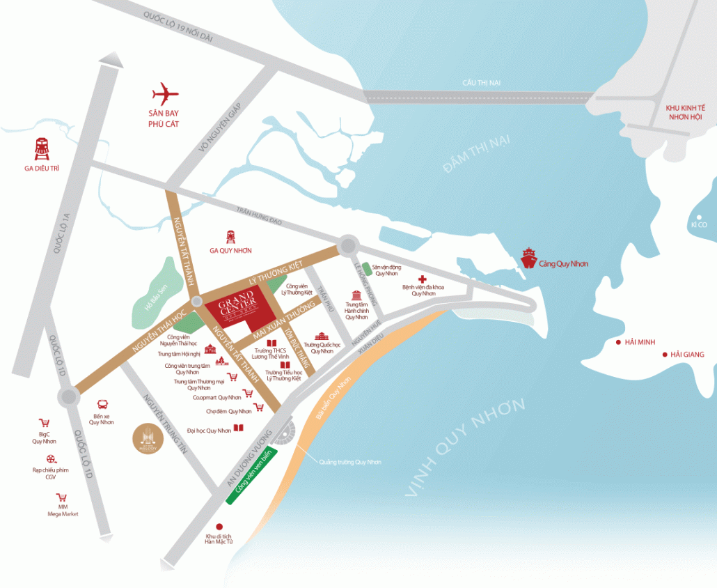 Bản đồ vị trí dự án Grand Center Quy Nhon
